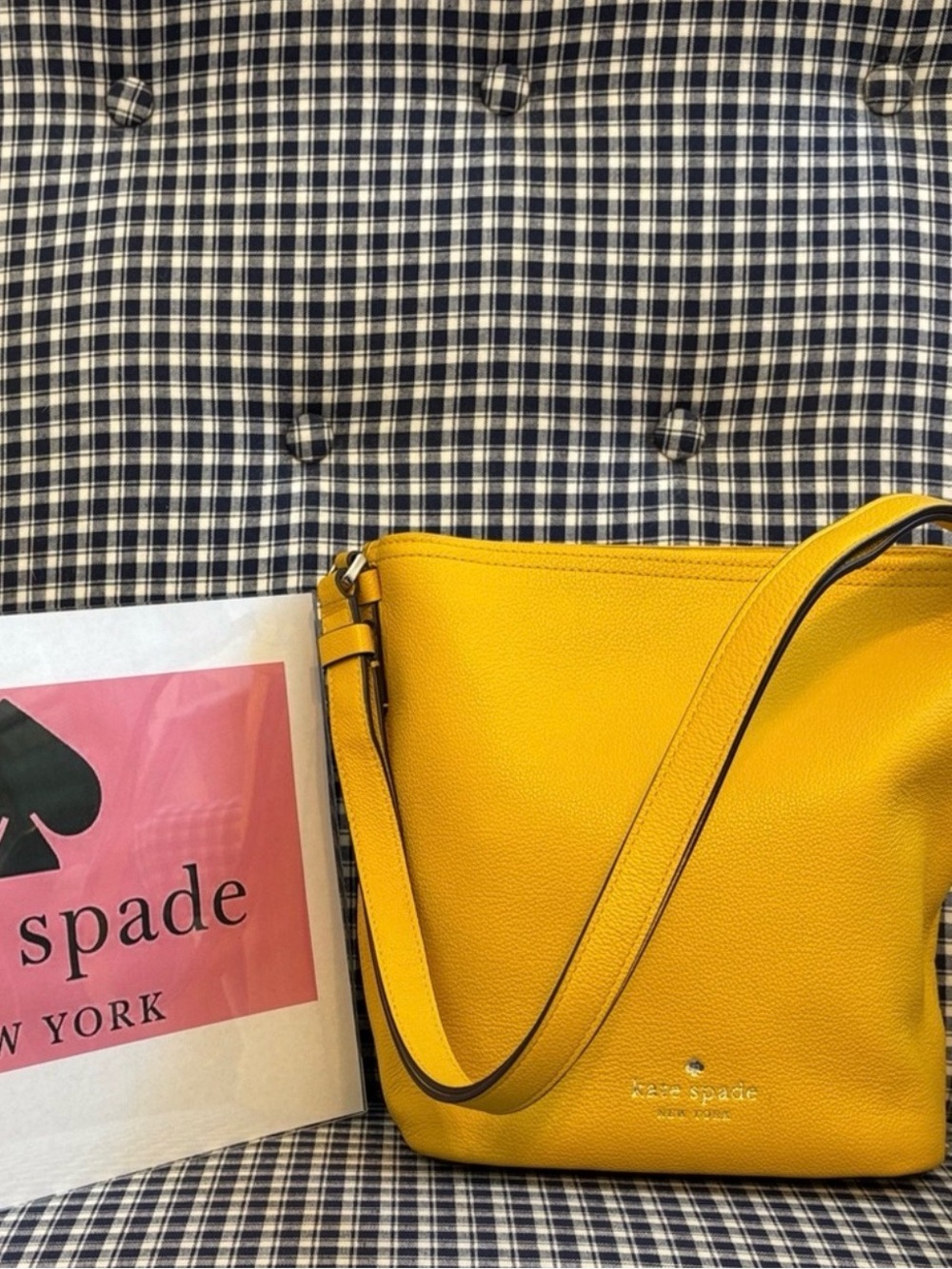 Leather crossbody bag, Kate Spade Max Duffel in Sunflower Field